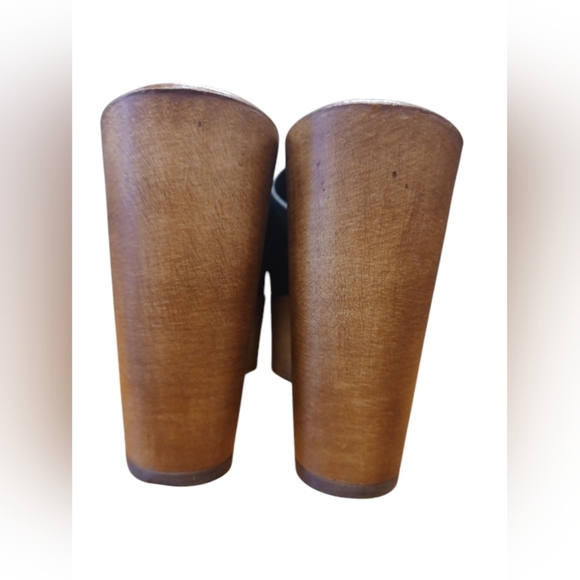 Lintervalle EUC Black Leather and Wood High Heel Open Toe Sandal Size 36 - Picture 5 of 8